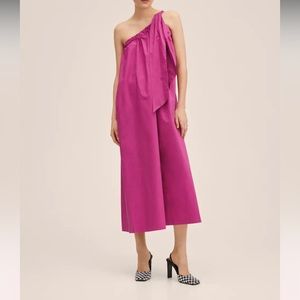Mango one shoulder cotton dress